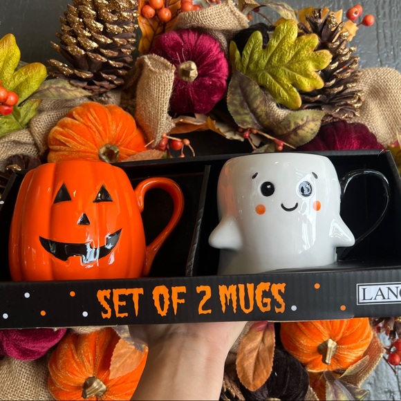 ✨NEW🎃LANG set of two Halloween mugs of ghost and Jack o lantern👻 - Picture 9 of 10